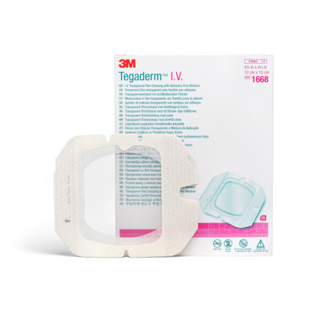 3m tegaderm 1668 przezroczysta folia do mocowania iv z okienkiem bez kleju 12x12 cm - opakowanie 25 szt.