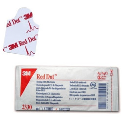 Electrodos de ecg tipo sello 3m red dot 2330, radiotransparentes, de 22x32 mm - paquete de 100 unidades.