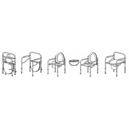 Sedia comoda multifunzione 4 in 1 - rialzo wc e sedile per doccia pieghevole in alluminio