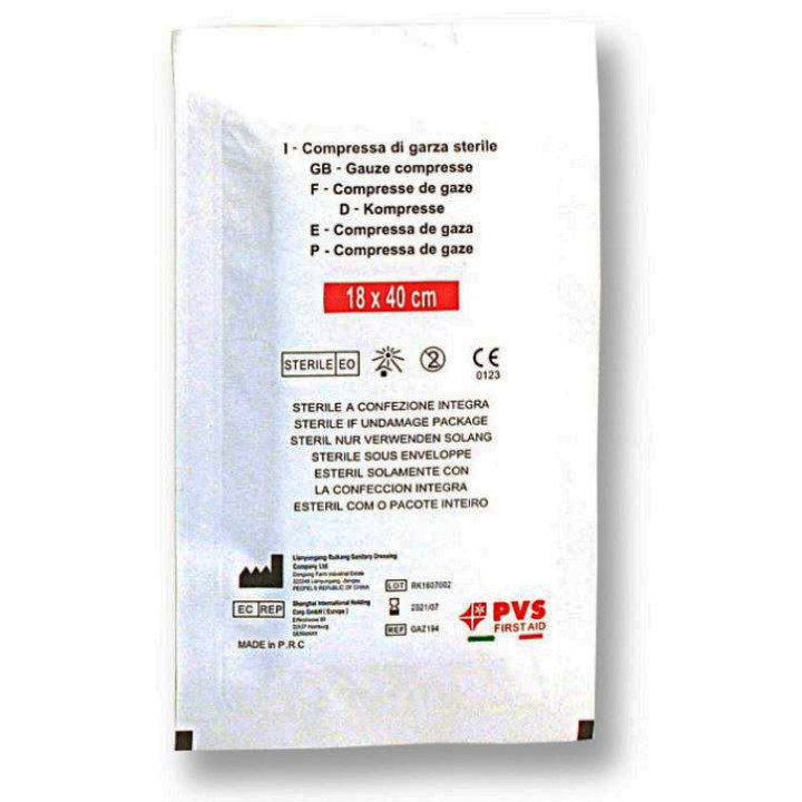 Sterile compressed gauze bag 18x40 cm folded without cord.