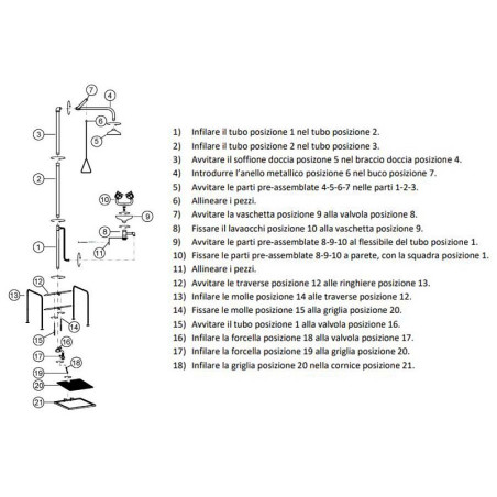 Doccia lava occhi con pedana e valvola antigelo auto aderente con azione indipendente dalla doccia