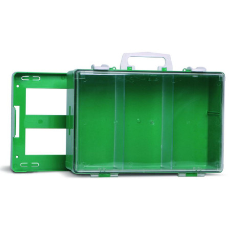 Valigetta plastica vuota 395x270x135 mm verde con coperchio trasparente