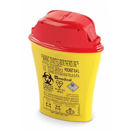 0.4 lt truncated container for the disposal of needles and hospital waste with double-opening lid - pack of 70.