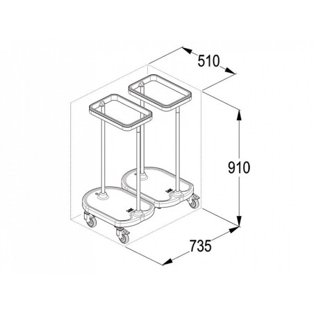Carrello portasacco a pedale per 2 sacchi