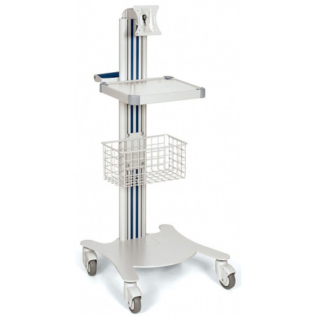 Carrello con 1 ripiano, cestello e supporto per monitor 