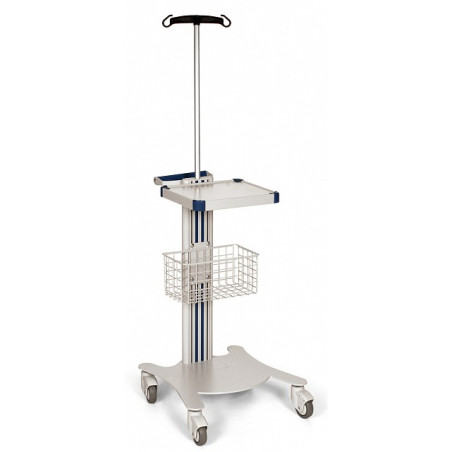 Carrello con 1 ripiano, asta portaflebo e cestello 