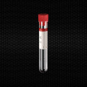 Provetta sterile 10 ml 16x100 mm in polistirolo con tappo rosso ed etichetta - 800 pz.