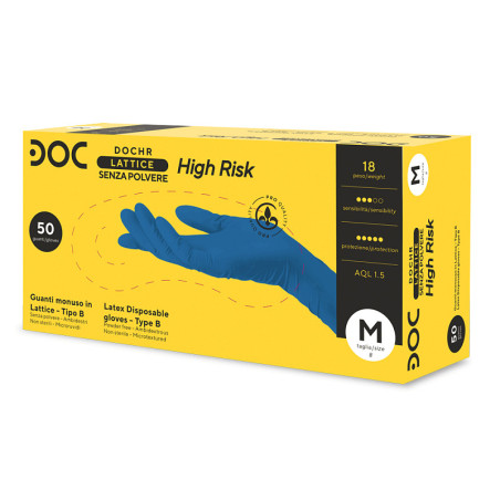 Disposable latex gloves doc high risk blue microrough - 50 pcs.