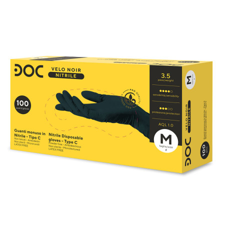 Einweghandschuh aus nitril, unsteril, puderfrei doc zero velo noir - 100 stk.