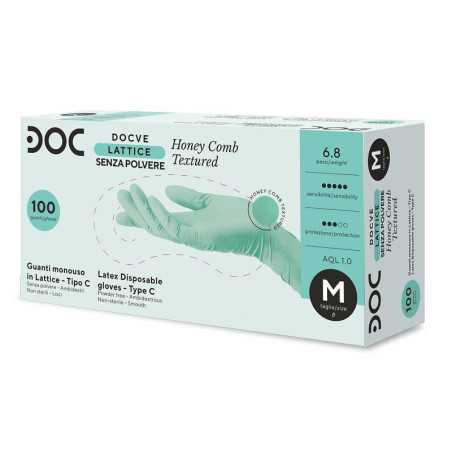 Prirodne, lateks rukavice bez pudera za osjetljivu kožu doc dental line - 100 komada.