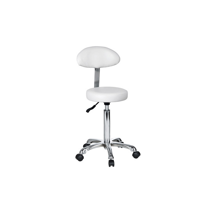 Taburet rotund cu spătar oval ALB