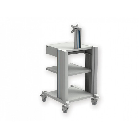 Trolley Pro - 2 étagères, clavier, support Moniteur, tiroir