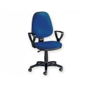 Wedge chair with armrests - imitation leather - blue
