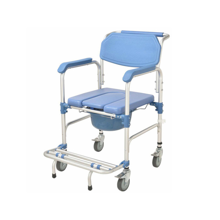 Modrý pohodlný invalidní vozík