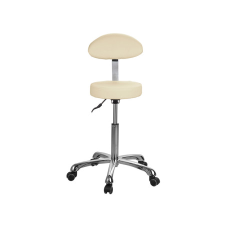 Stool with backrest - light beige