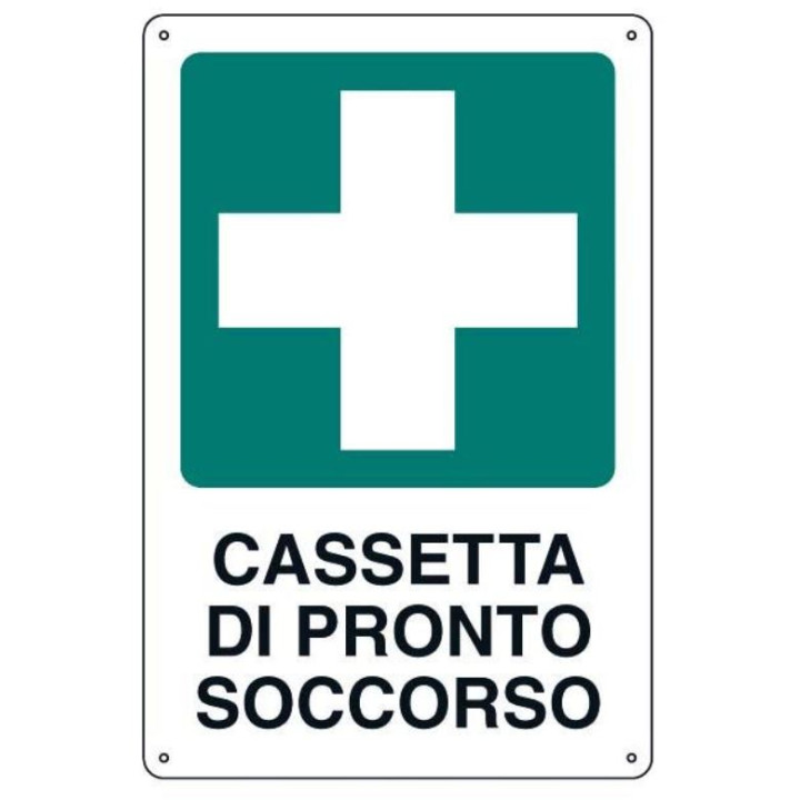 Metal sign first aid kit