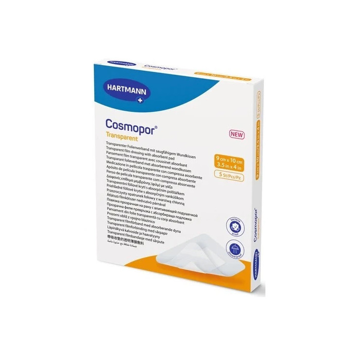 Hydrofilm Plus Pansement adhésif transparent en polyuréthane 9 x 10 cm 5 pcs.