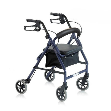 Andador Plegable de Aluminio Pintado - 4 Ruedas - Con Asiento Acolchado - Atlante Mini
