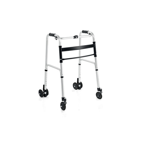 Rollator pliabil, reglabil în înălțime 4 roți - cu 2 roți duble cu rotație prin frecare