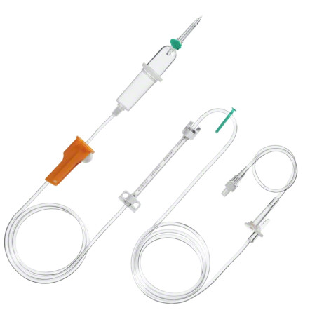 Sortie d’espace Infusomat pour pompes à déplacement positif B.Braun - avec point d’injection - 100 pièces.