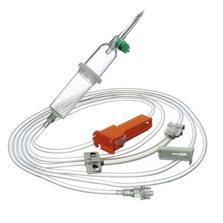 Sortie d’espace Infusomat pour pompes à déplacement positif B.Braun - avec point d’injection - 100 pièces.