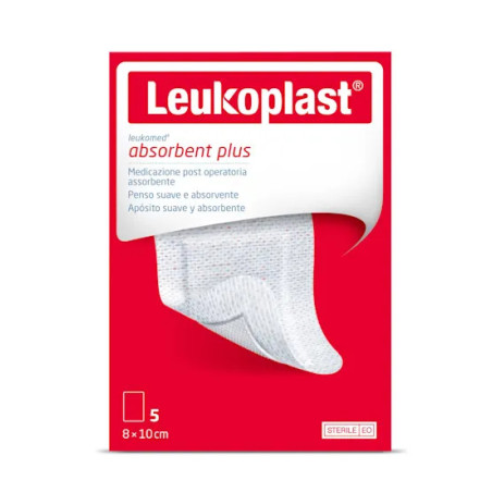 Leukoplast Leukomed 5 pooperativnih obližev, vpojnih plus 8 cm x 10 cm