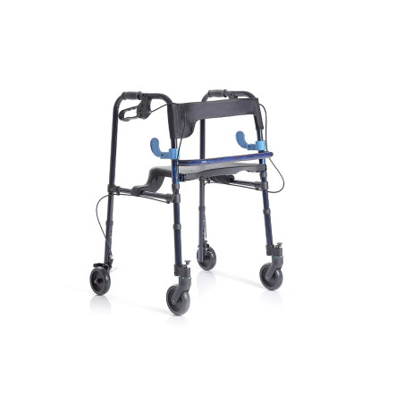 Foldbar rollator med 2 drejehjul og 2 faste hjul med bremse