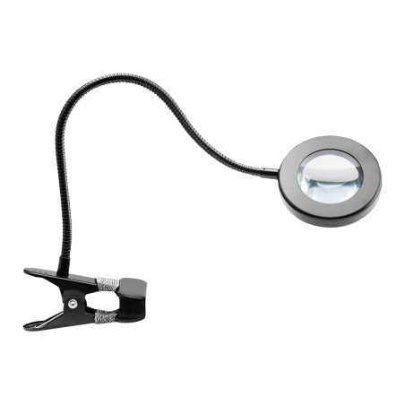 LED-lampa med ormring för att förstora skrivbordet, svart