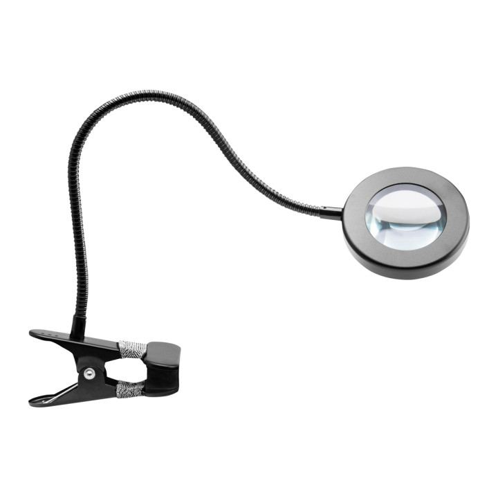 Lampada a led con anello a serpente per ingrandire la scrivania, nero
