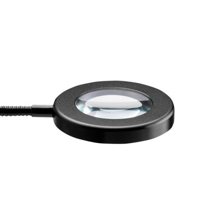Lâmpada LED com anel de cobra para ampliar a secretária, preta