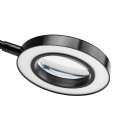 Lâmpada LED com anel de cobra para ampliar a secretária, preta
