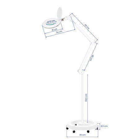 Lámpara con ELEGANTE 6031 lupa, 60 LEDs 3D SMD con trípode y ajuste de intensidad de luz