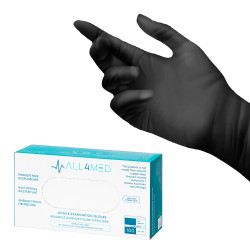 ALL4MED Černé nitrilové jednorázové diagnostické rukavice L