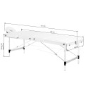 Balance table de massage pliante en aluminium 3 segments blancs