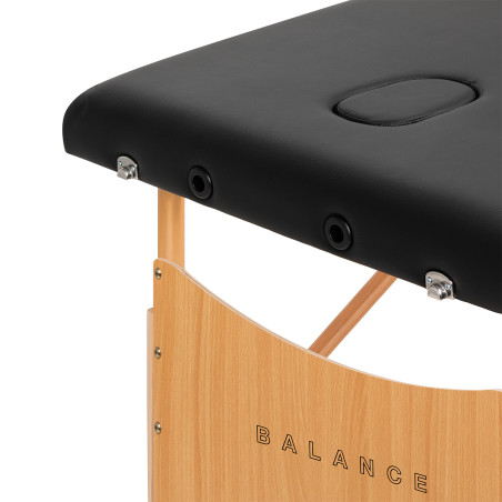 Balance Folding Massage Table Wooden 3 Segments Black
