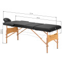 Balance Mesa de masaje plegable de madera 3 segmentos negros