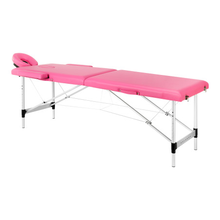 Balance Foldbart massagebord i aluminium 2 lyserøde segmenter