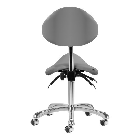 GIOVANNI 1004 Grey Salon Stool with Silver Base