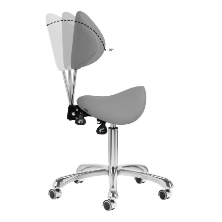 GIOVANNI 1004 Grey Salon Stool with Silver Base