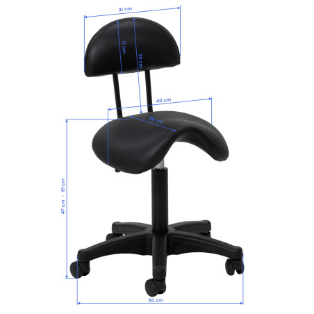 Stool black 6001 cosmetic with black base