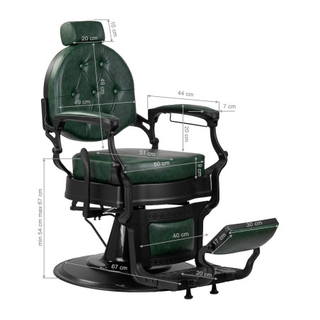 Chaise de barbier GABBIANO President verte avec structure noire