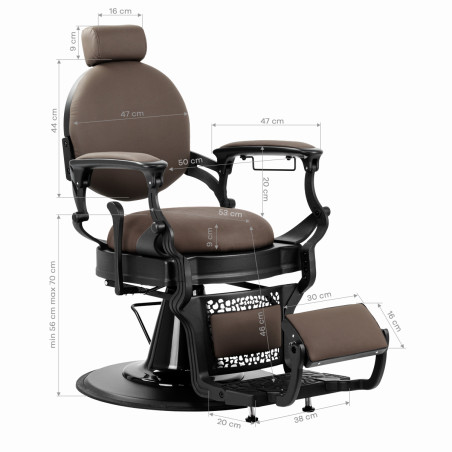 Buttonless barber chair GABBIANO Niccolò, brown