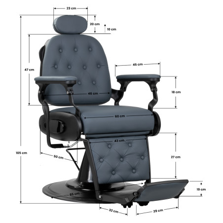 Fauteuil de barbier GABBIANO Francesco couleur graphite avec structure noire