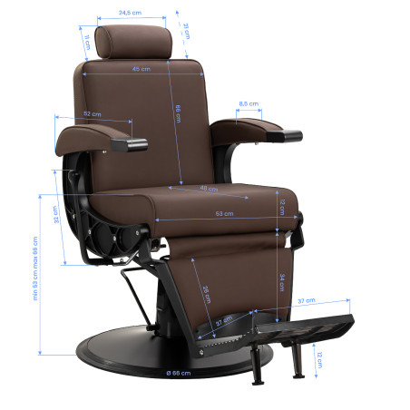 GABBIANO brązowy fotel barberski Continental