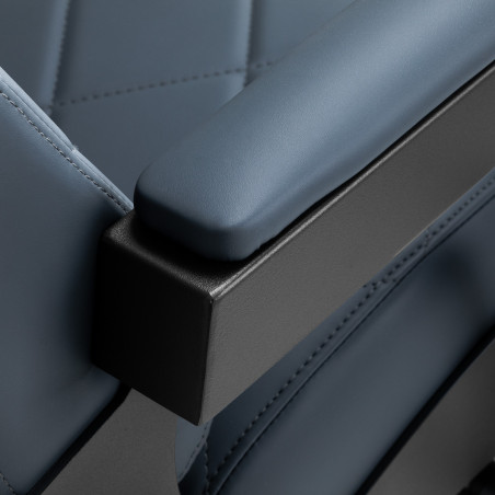GABBIANO fauteuil de barbier Bruno bleu acier avec base noire