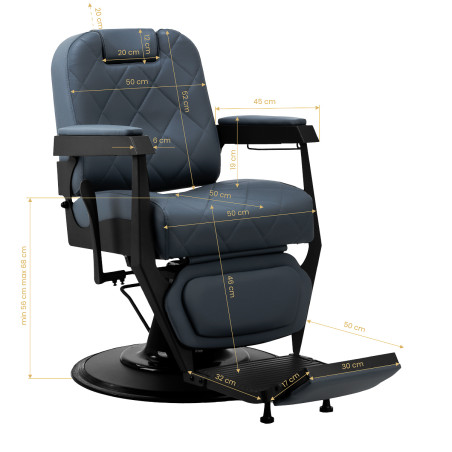 GABBIANO barberarstol Bruno stålblå med svart bas