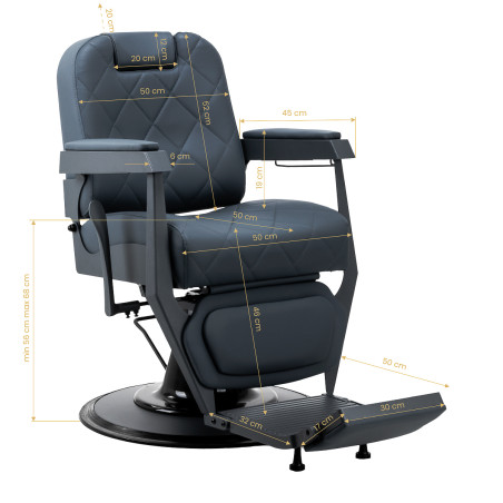 Silla de barbero GABBIANO Bruno azul acero con base gris