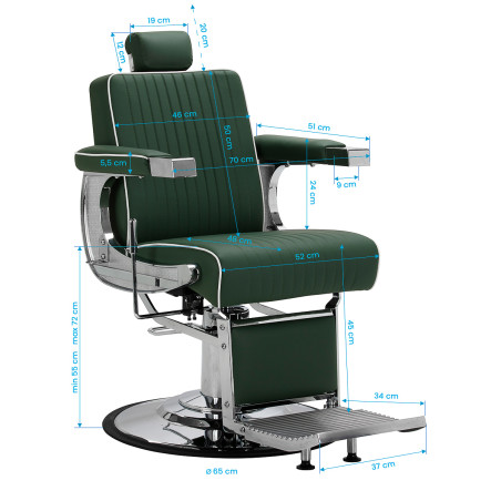 GABBIANO Visionerio barber chair, green, chrome-finish frame