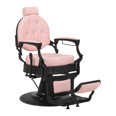 Barberstol GABBIANO President rosa med svart bas