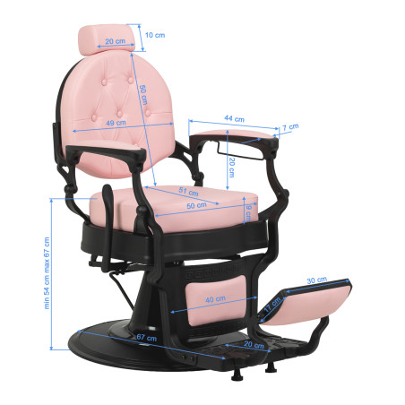 Sillón de barbero GABBIANO President rosa con base negra